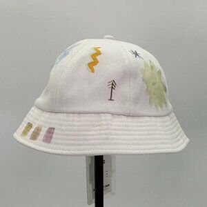 MCQ By Alexander Mcqueen Doodle Print Size M White Bucket Hat NWT